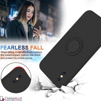 Švelnaus silikono dėklas su žiedu - juodas (Iphone X/XS) Švelnaus silikono dėklas su žiedu - juodas (Iphone X/XS)